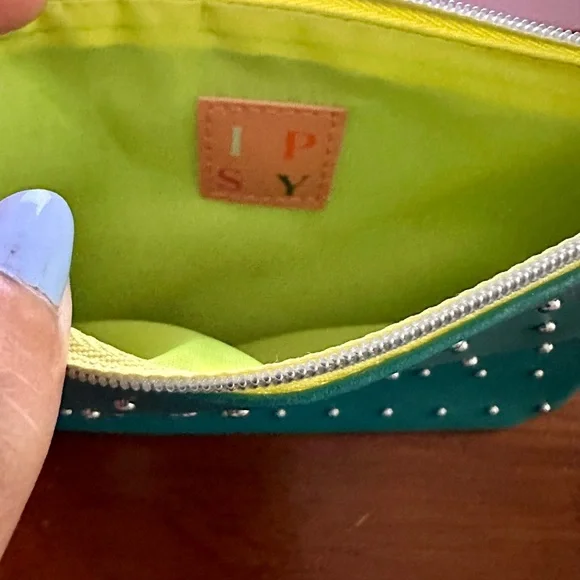 IPSY Teal & Silver Studded 100TH Glam Cosmetic Bag NEW - Picture 2 of 4